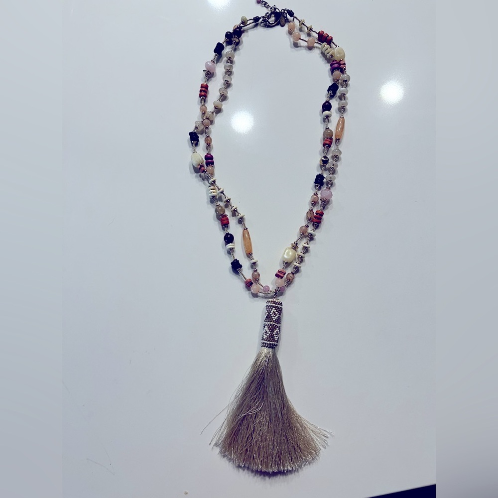 Beaded Necklace with Tassell